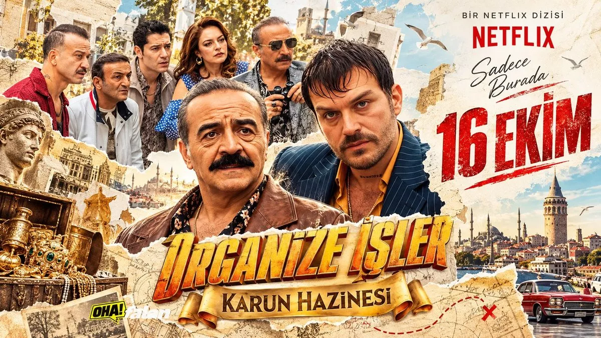 İstanbul'un tarihi sokaklarından karanlık yeraltı tünellerine uzanan sinematik bir kompozisyon, eski bir hazine haritası, altın sikkeler, gizemli sandıklar ve suç komedisi atmosferi, gerçek kişi yüzü, logo ve yazı olmadan.