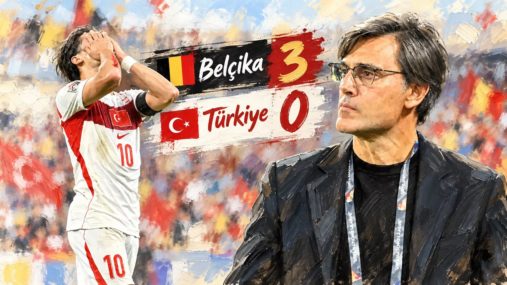 Belçika deplasmanında oynanan karşılaşmada A Milli Takım futbolcuları ve tribünlerdeki Türk taraftarlar
