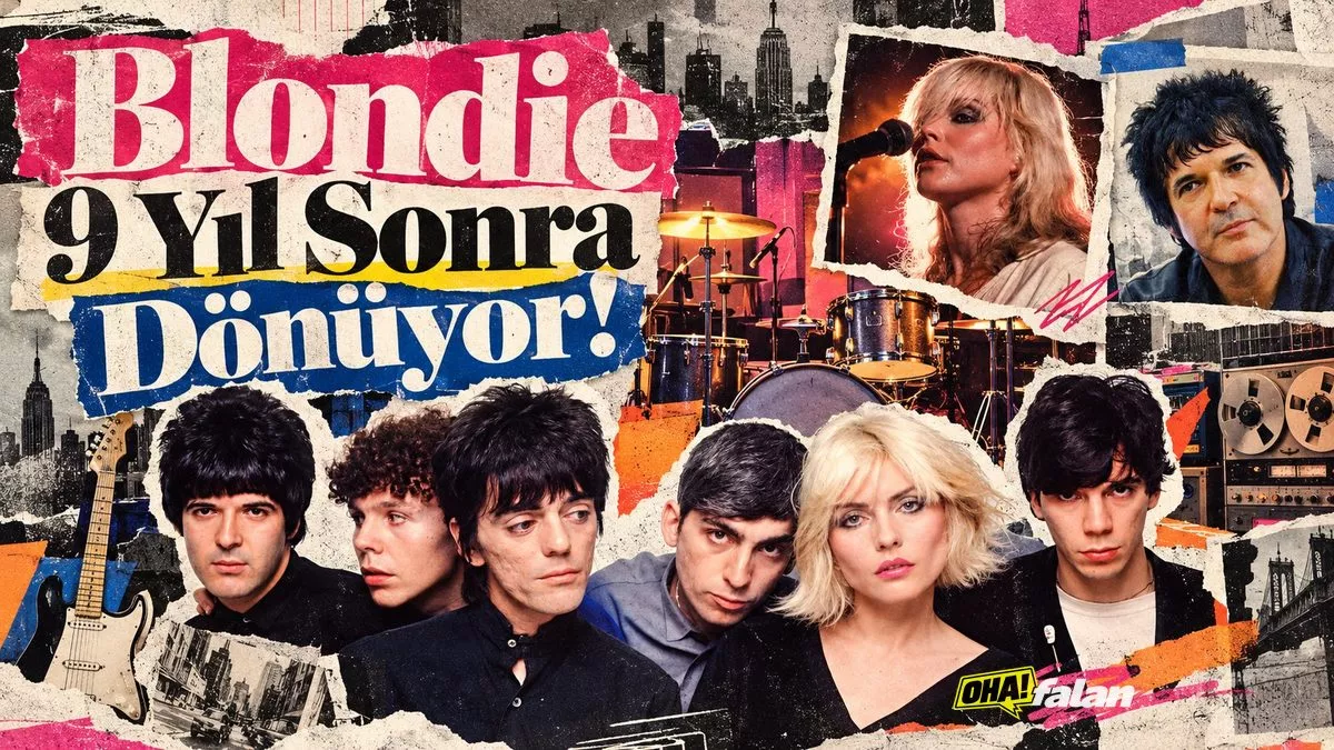 Eski bir New York kayıt stüdyosunda boş bir davul seti, yanında vintage mikrofonlar, elektro gitarlar ve analog ses kayıt cihazları. Punk ve new wave döneminin estetiğini taşıyan, kırmızı, turuncu ve elektrik mavisi tonlarında sinematik bir sahne. İnsan, yazı ve logo bulunmuyor.