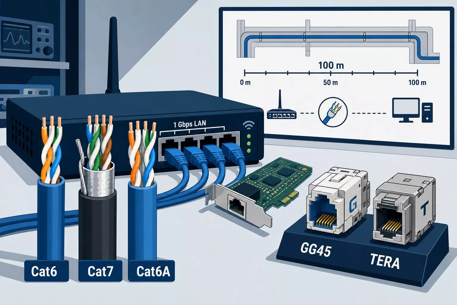 Cat6, Cat7 ve Cat6A: Ev ağı için farklar