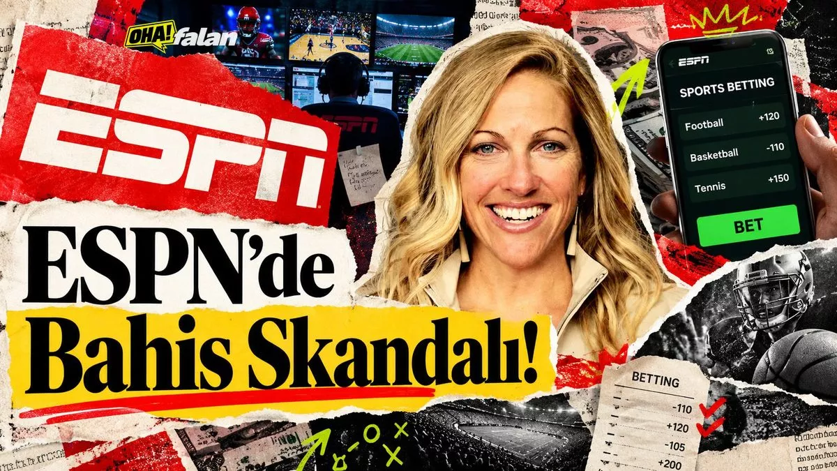 Karanlık bir spor televizyonu kontrol odasında, bir tarafta canlı maç görüntülerinin diğer tarafta bahis oranlarının bulunduğu ekranlar, masada terk edilmiş bir yapımcı koltuğu ve gazetecilik notları, dramatik ışıklandırma.