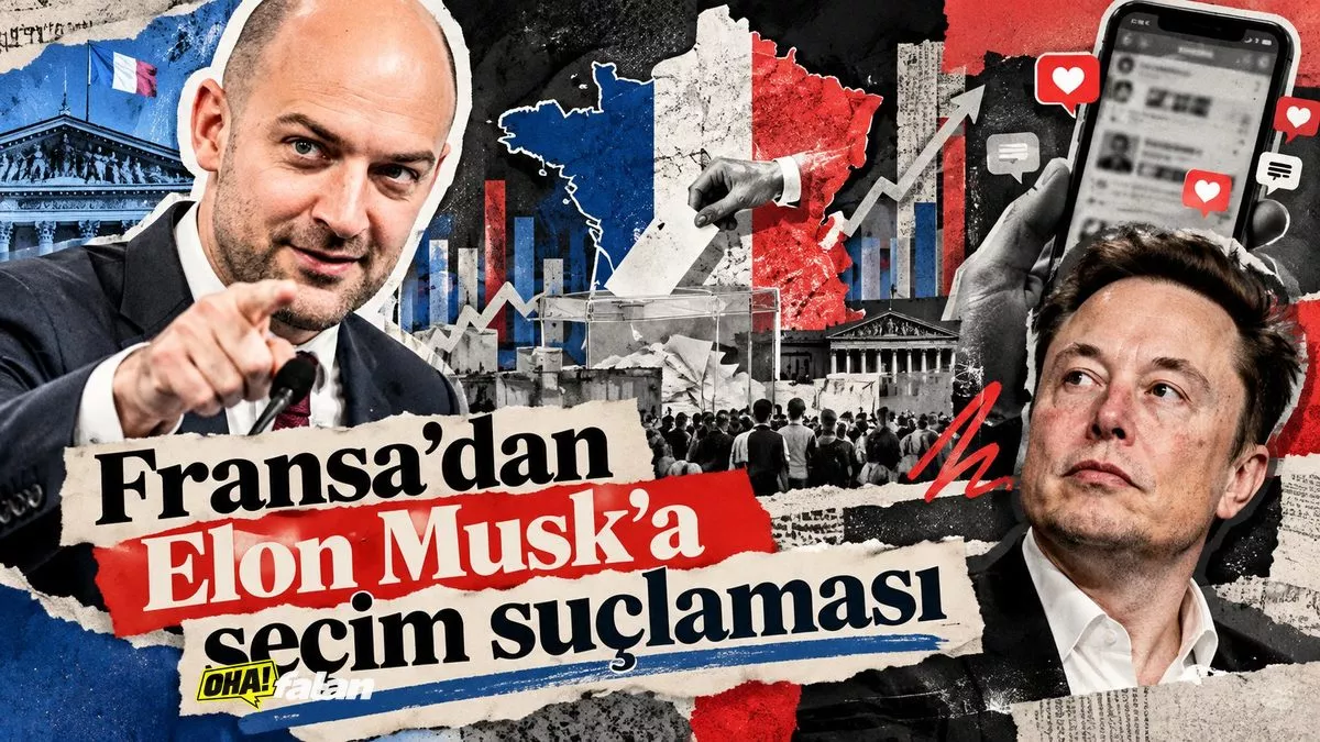 Fransız parlamento binasını andıran görkemli bir yapının üzerinde yükselen devasa bir akıllı telefon, ekrandan yayılan dijital mesaj dalgaları, çevresinde sosyal medya bildirimlerini temsil eden soyut simgeler, gerilimli editoryal kolaj, koyu bordo ve açık krem renkleri, gerçek insan yüzü, marka logosu ve yazı olmadan.