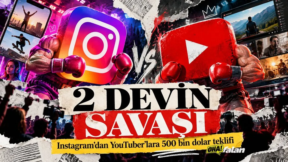 Modern bir video prodüksiyon stüdyosunda yatay ve dikey ekranlar yan yana duruyor. Bir ekranda uzun video düzenleme zaman çizelgesi, diğerinde dikey kısa video kareleri görülüyor. Arka planda kamera ve stüdyo ışıkları bulunuyor. Görselde insan yüzü, marka logosu ve yazı yer almıyor.