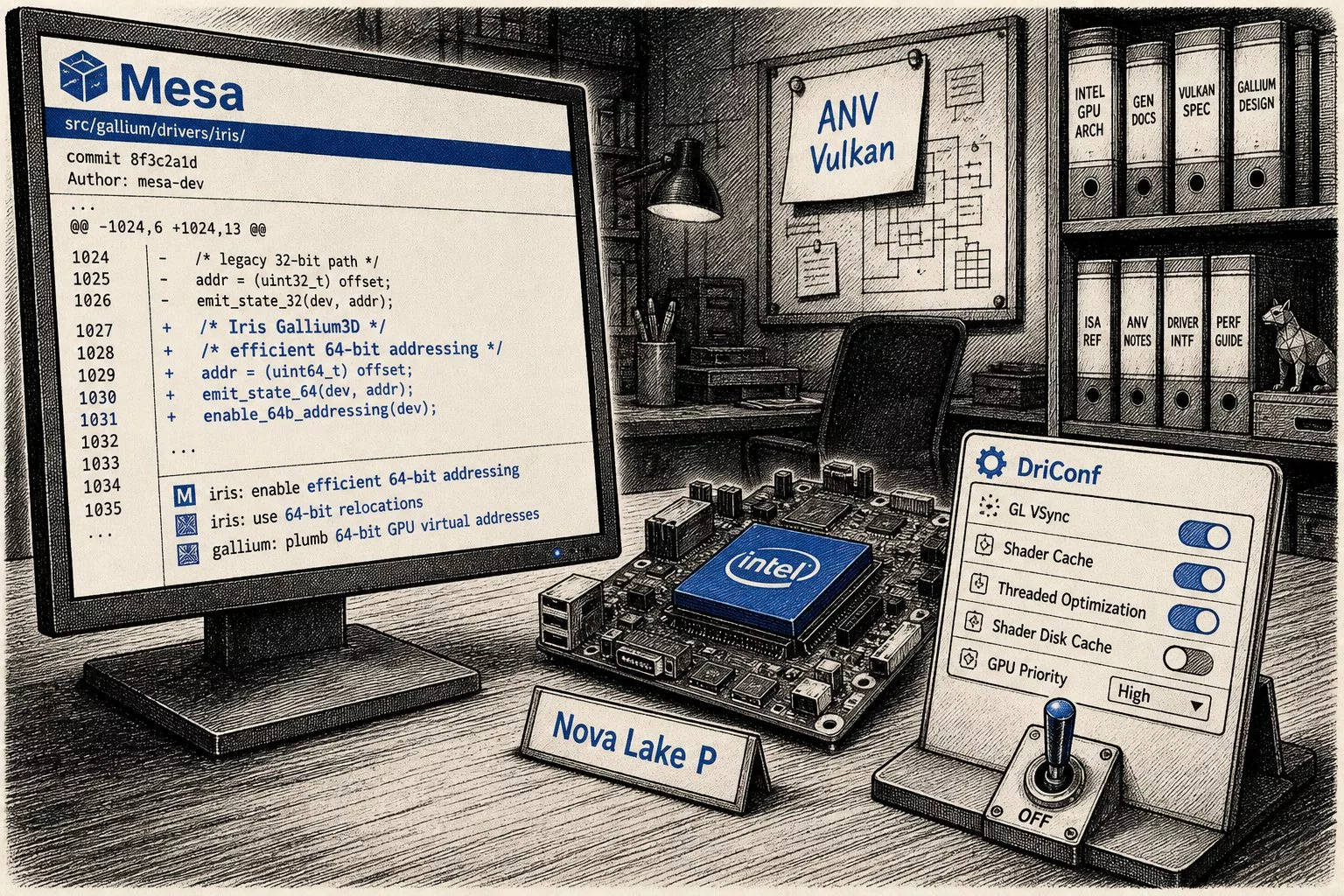 Intel Iris sürücüsüne verimli 64 bit adresleme desteği