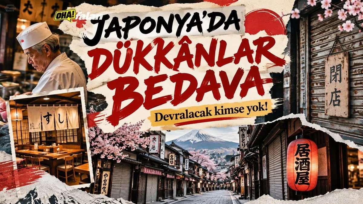 Japonya'nın geleneksel bir alışveriş sokağında kepenkleri kapalı küçük dükkânlar, boş bir suşi restoranı ve yaşlanmış bir ticaret bölgesinin atmosferini yansıtan gerçekçi bir sahne.