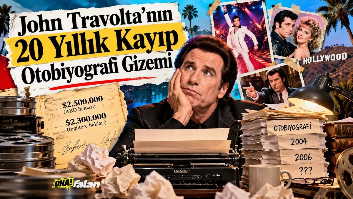Eski bir Hollywood çalışma odasında, üzerinde boş sayfalar bulunan açık bir daktilo, yarım kalmış el yazmaları, sararmış sözleşmeler ve film makaraları.