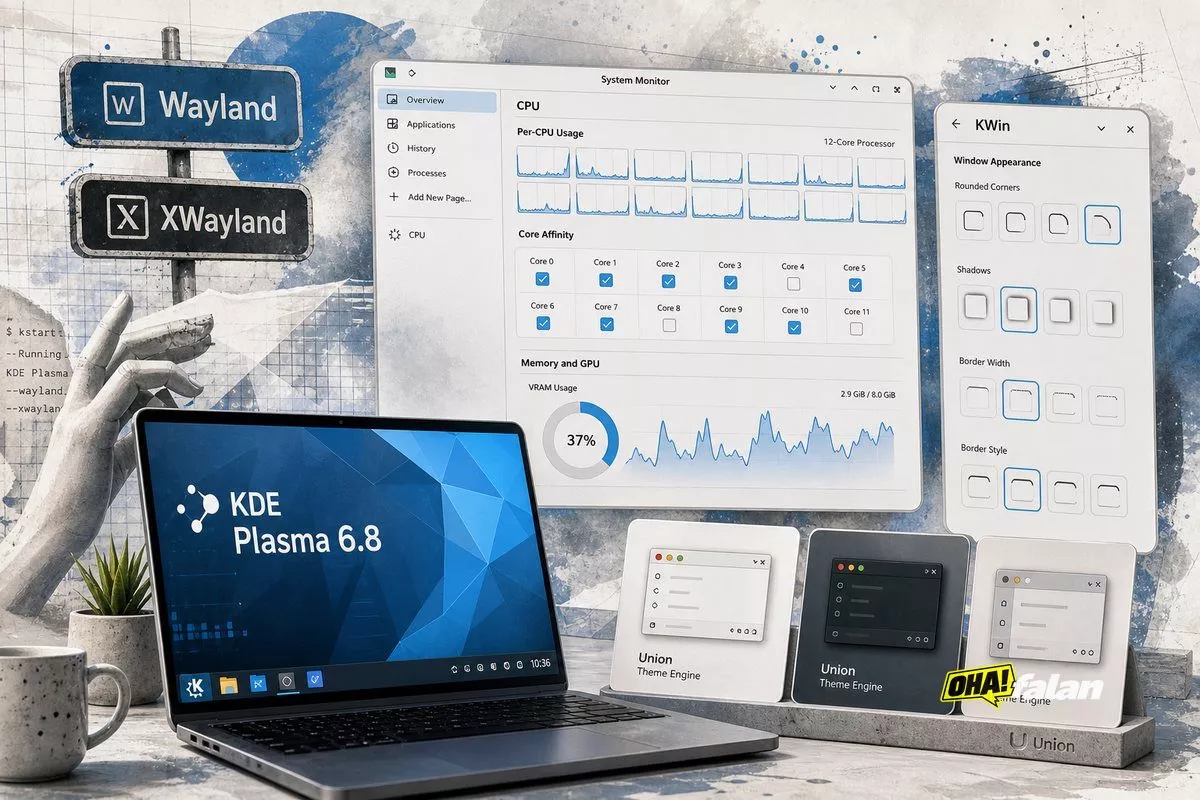 KDE Plasma 6.8 duyuruldu: Wayland, Sistem Monitörü ve Union