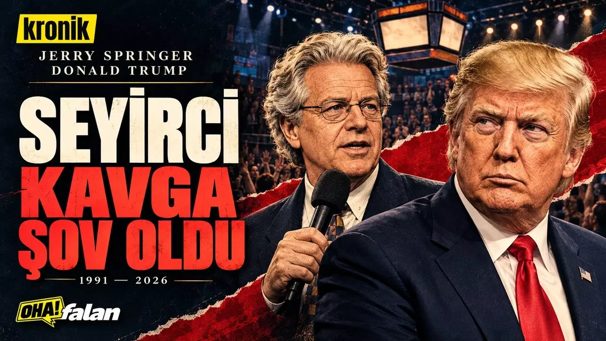 kronik seyirci bölüm afişi, Jerry Springer ve Donald Trump, arkada arena kalabalığı