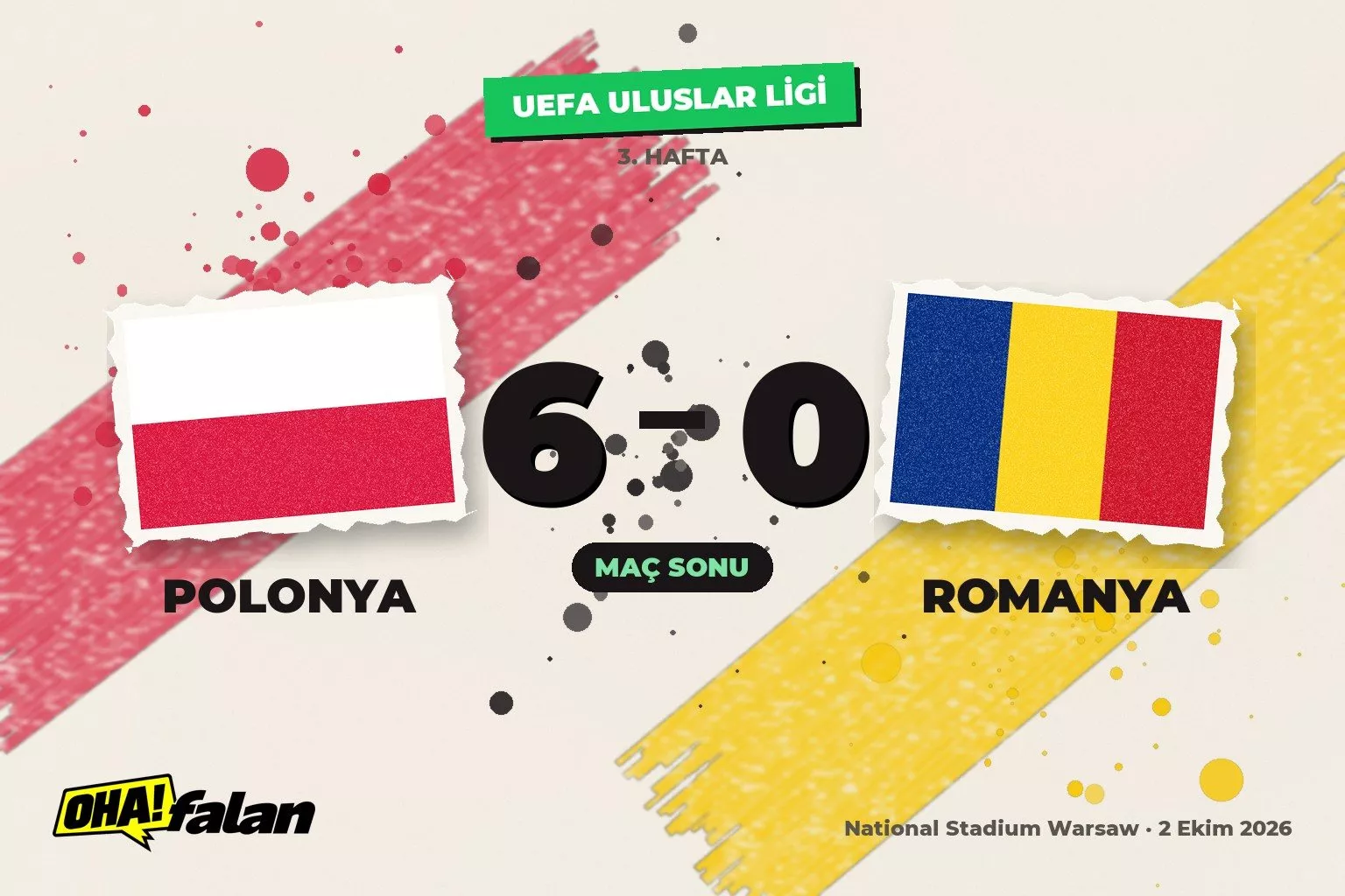 Lewandowski hat-trick yaptı, Polonya Romanya’yı 6-0 geçti