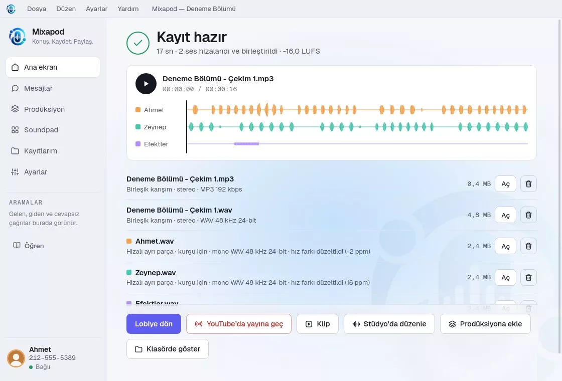 Kayıt hazır ekranı