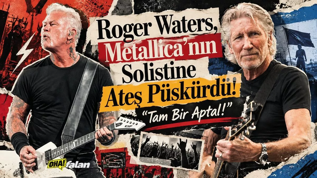 Birbirine karşı konumlandırılmış iki boş konser sahnesi, bir tarafta kırmızı ışıklarla aydınlanan heavy metal ekipmanları ve elektro gitar, diğer tarafta politik protesto atmosferini çağrıştıran sahne dekorları, ortada ikiye ayrılmış bir mikrofon, dramatik konser ışıkları ve güçlü görsel karşıtlık.