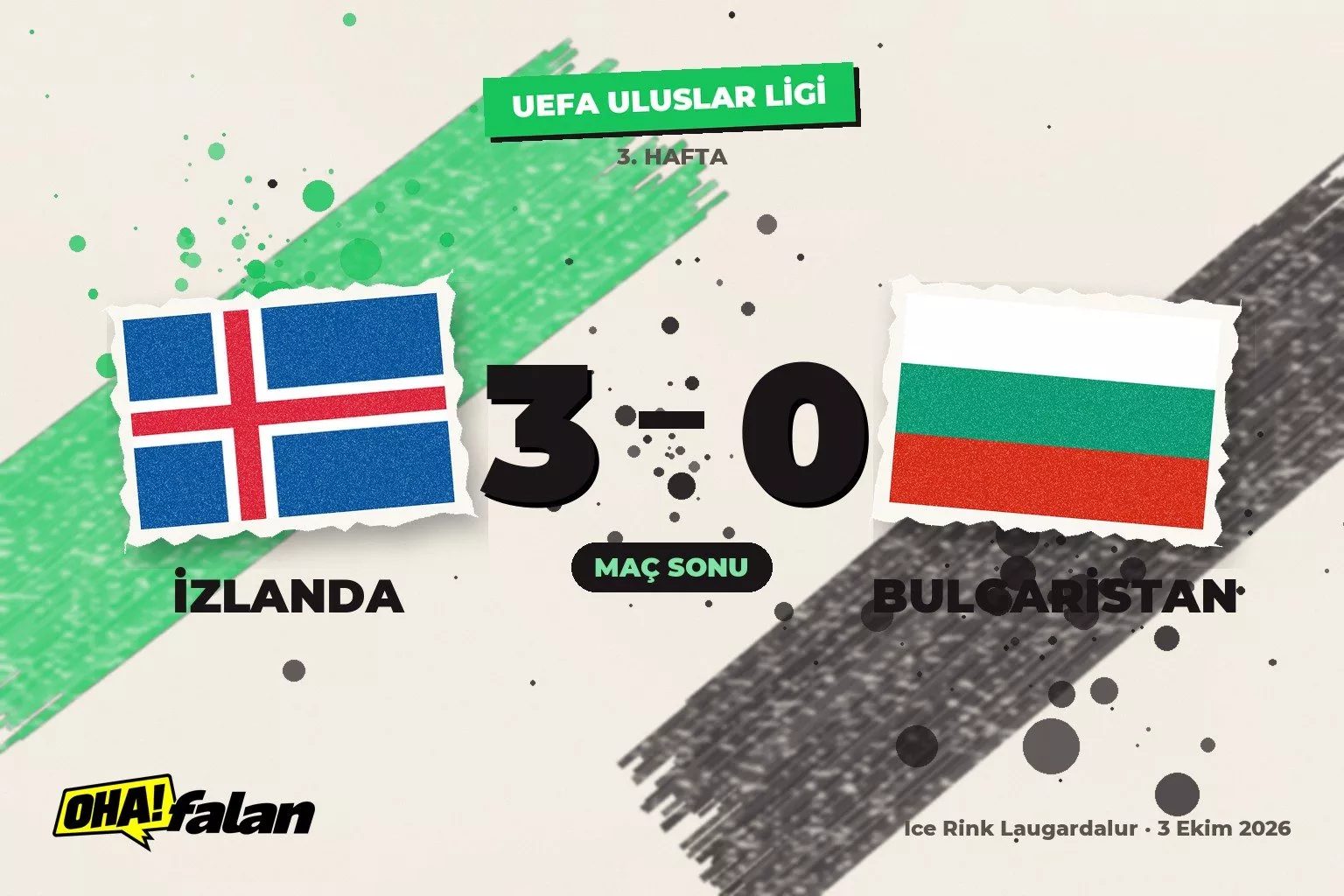 Óskarsson’un iki golü İzlanda’ya Bulgaristan karşısında 3-0’lık galibiyeti getirdi