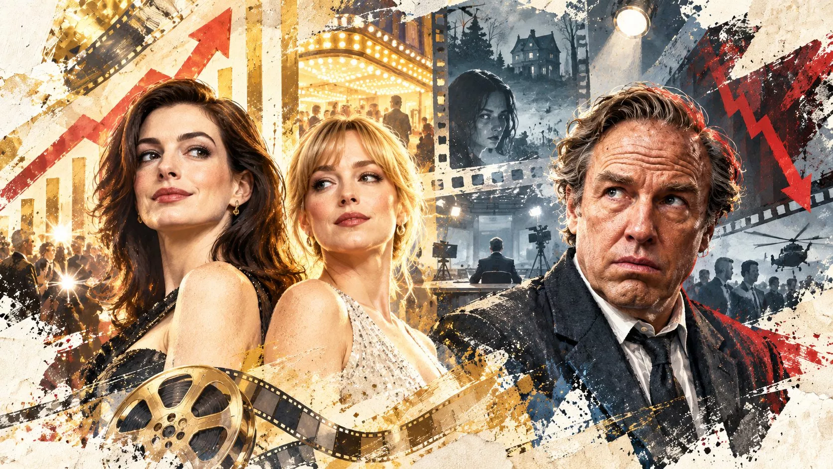 Verity ve Digger filmlerini karşı karşıya getiren sinema gişesi temalı bir illüstrasyon