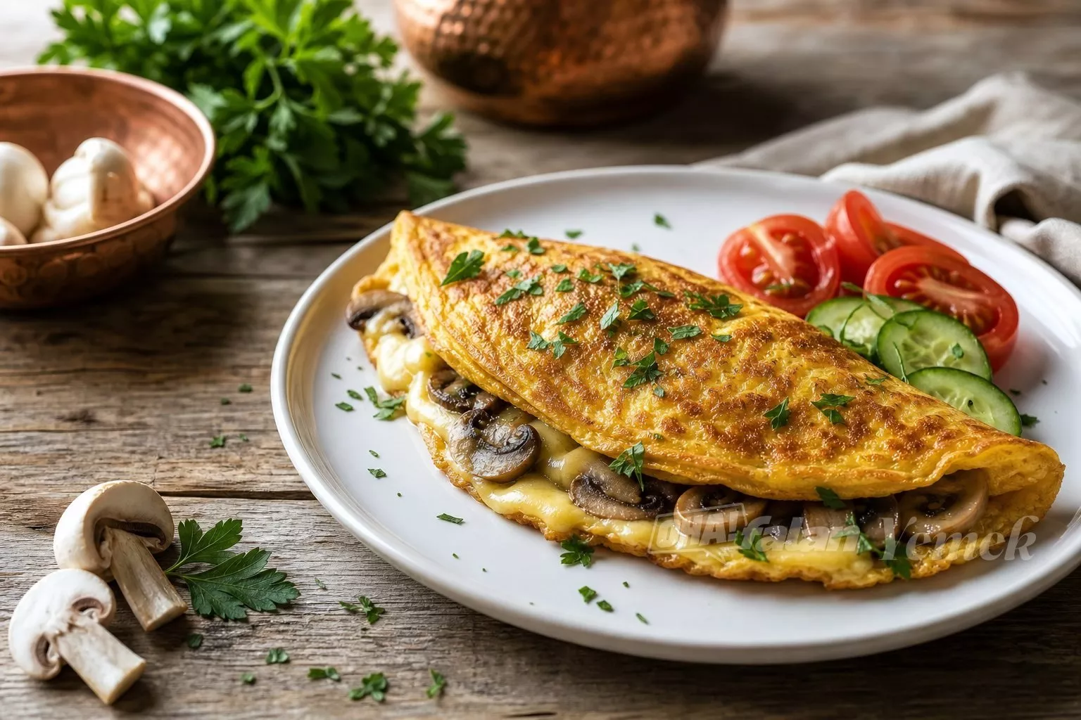 Kaşarlı Mantarlı Omlet