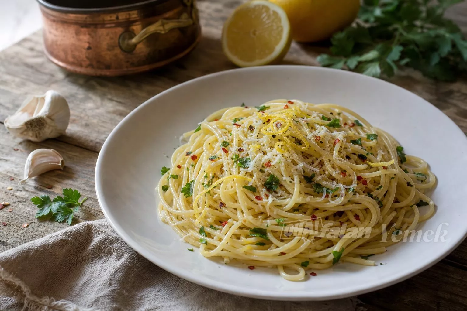 Limonlu Sarımsaklı Spagetti